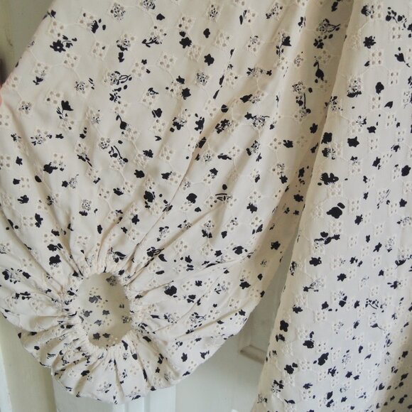 Traffic People White & Black Embroidered Mollie Blouse L - Picture 4 of 8